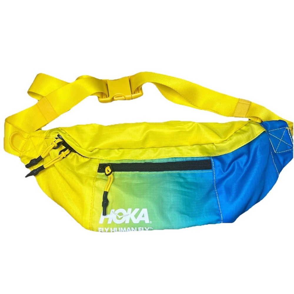 HOKA One One Fanny Pack Blue Yellow Waist Bag Adjustable Belt Bag